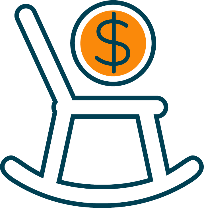 Icon with rocking chair showing retirement benefits