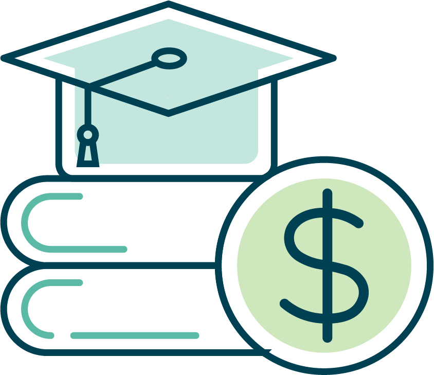 Icon with graduation cap showing tuition reimbursement benefit